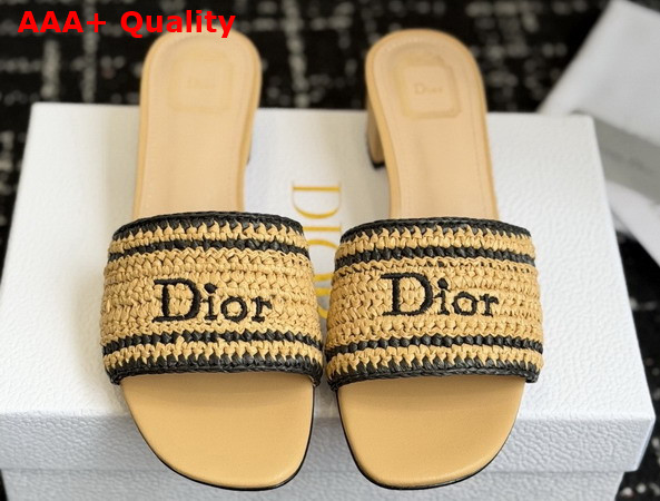 Dioriviera Dior Woven Heeled Slide Trench Crocheted Raffia Effect Technical Fabric Replica