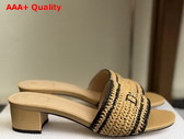 Dioriviera Dior Woven Heeled Slide Trench Crocheted Raffia Effect Technical Fabric Replica