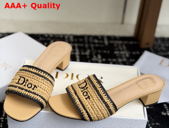 Dioriviera Dior Woven Heeled Slide Trench Crocheted Raffia Effect Technical Fabric Replica