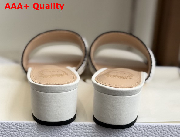 Dioriviera Dior Woven Heeled Slide White Crocheted Raffia Effect Technical Fabric Replica