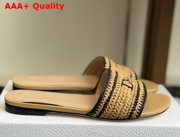 Dioriviera Dior Woven Slide in Trench Crocheted Raffia Effect Technical Fabric Replica