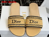 Dioriviera Dior Woven Slide in Trench Crocheted Raffia Effect Technical Fabric Replica
