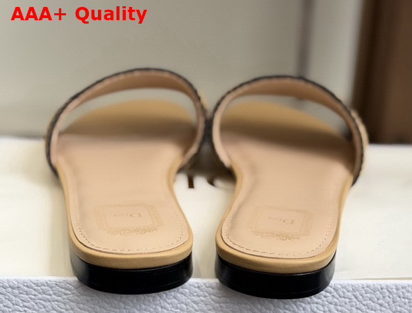 Dioriviera Dior Woven Slide in Trench Crocheted Raffia Effect Technical Fabric Replica