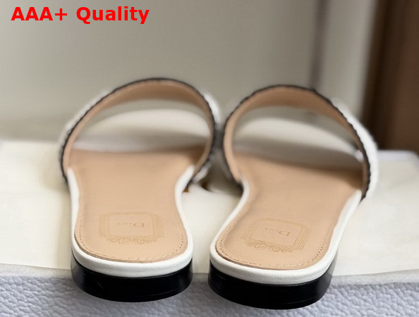 Dioriviera Dior Woven Slide in White Raffia Effect Technical Fabric Replica