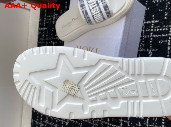 Dioriviera Dway Slide in Gray Dior Oblique Embroidered Cotton and White Rubber Replica