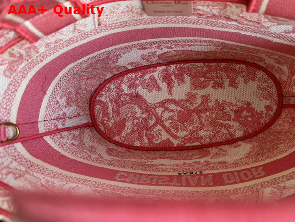 Dioriviera Hat Basket Bag in Candy Pink Toile de Jouy Embroidery Replica