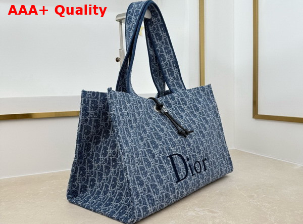 Dioriviera Medium Spongy Book Tote in Blue Spongy Dior Oblique Fabric Replica