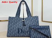 Dioriviera Medium Spongy Book Tote in Blue Spongy Dior Oblique Fabric Replica