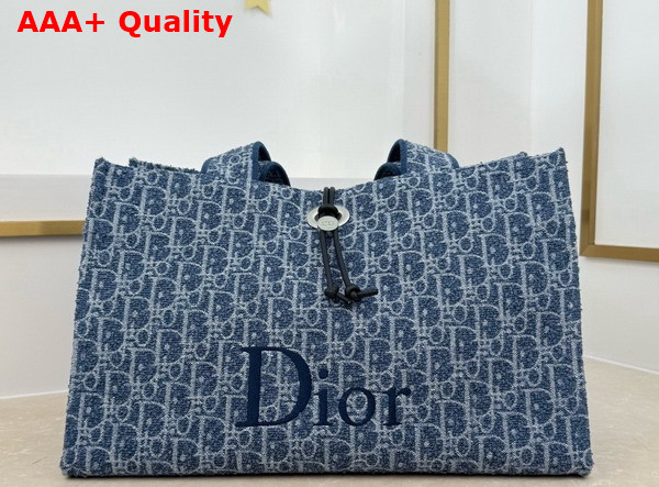 Dioriviera Medium Spongy Book Tote in Blue Spongy Dior Oblique Fabric Replica
