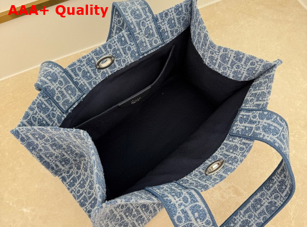 Dioriviera Medium Spongy Book Tote in Blue Spongy Dior Oblique Fabric Replica