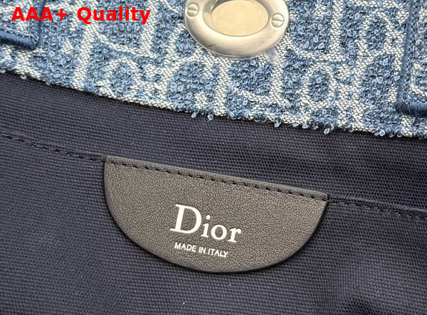 Dioriviera Medium Spongy Book Tote in Blue Spongy Dior Oblique Fabric Replica