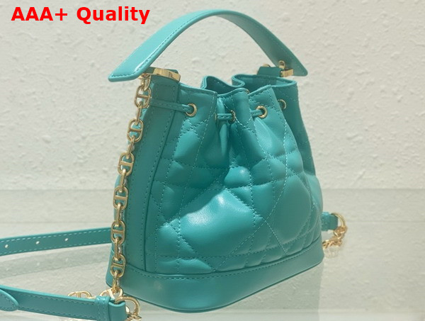 Dioriviera Small Dior Jolie Bucket Bag Aquamarina Macrocannage Calfskin Replica