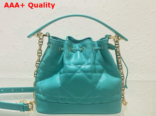 Dioriviera Small Dior Jolie Bucket Bag Aquamarina Macrocannage Calfskin Replica