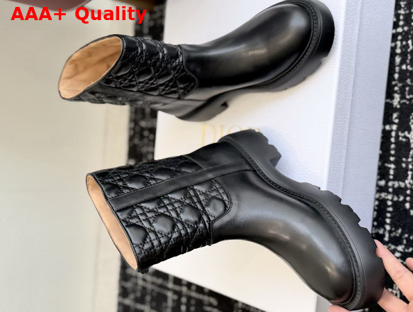 Diorly Ankle Boot Black Calfskin and Quilted Cannage Lambskin Replica