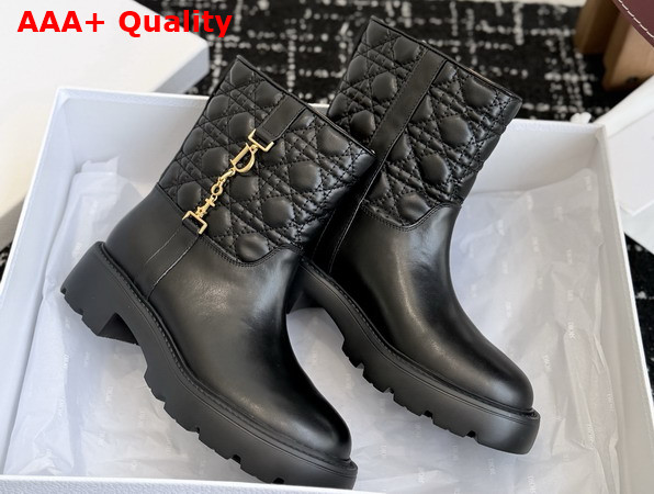 Diorly Ankle Boot Black Calfskin and Quilted Cannage Lambskin Replica