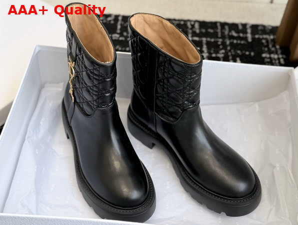 Diorly Ankle Boot Black Calfskin and Quilted Cannage Lambskin Replica