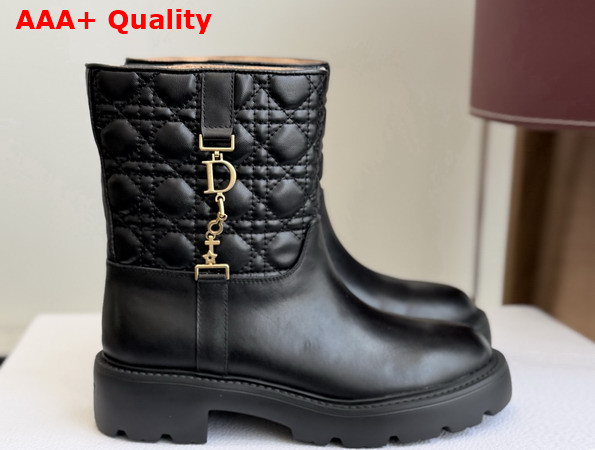 Diorly Ankle Boot Black Calfskin and Quilted Cannage Lambskin Replica