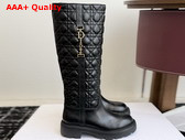 Diorly Boot in Black Calfskin and Quilted Cannage Lambskin Replica