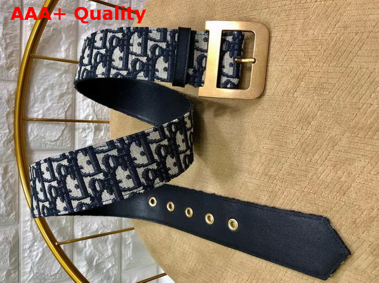 Diorquake Dior Wide Oblique Belt in Blue Dior Oblique Jacquard Canvas Replica