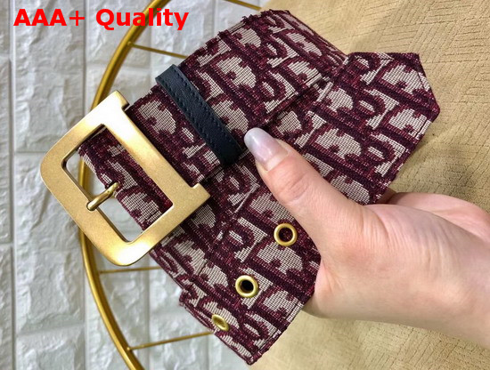 Diorquake Dior Wide Oblique Belt in Burgundy Dior Oblique Jacquard Canvas Replica