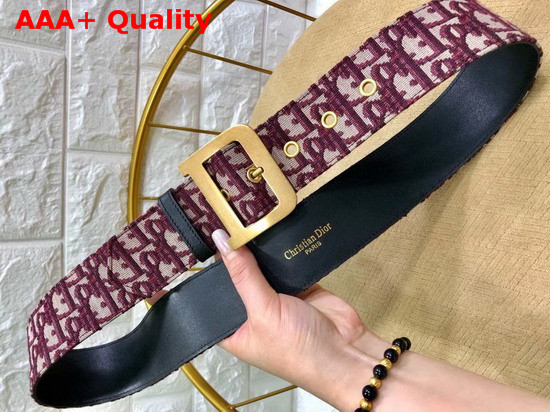Diorquake Dior Wide Oblique Belt in Burgundy Dior Oblique Jacquard Canvas Replica