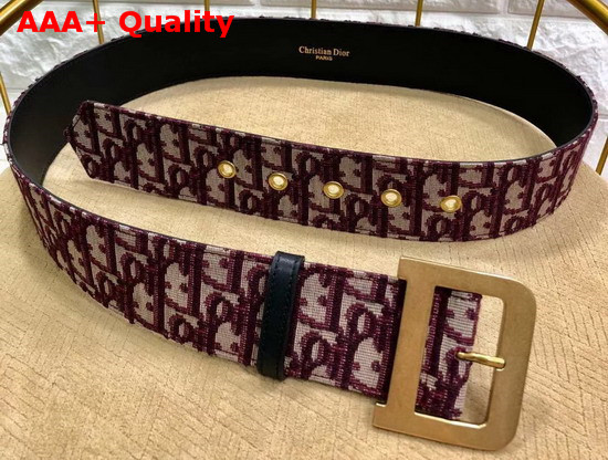 Diorquake Dior Wide Oblique Belt in Burgundy Dior Oblique Jacquard Canvas Replica