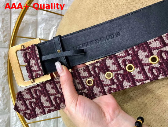 Diorquake Dior Wide Oblique Belt in Burgundy Dior Oblique Jacquard Canvas Replica