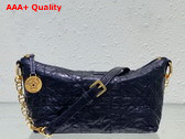 Diorstar Hobo Bag with Chain Black Macrocannage Crinkled Calfskin Replica