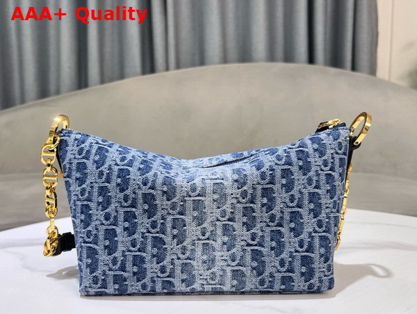 Diorstar Hobo Bag with Chain Blue Denim Dior Oblique Jacquard Replica