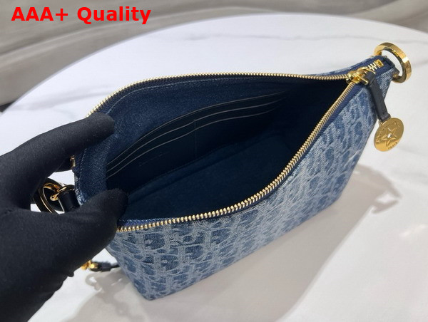 Diorstar Hobo Bag with Chain Blue Denim Dior Oblique Jacquard Replica