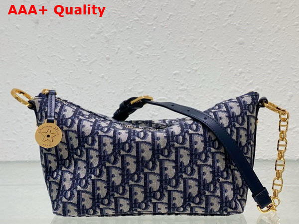 Diorstar Hobo Bag with Chain Blue Dior Oblique Jacquard Replica