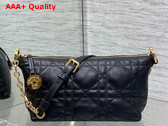 Diorstar Hobo Bag with Chain in Black Macrocannage Lambskin Replica