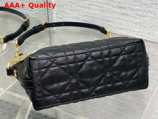 Diorstar Hobo Bag with Chain in Black Macrocannage Lambskin Replica