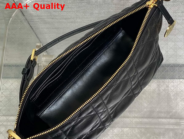 Diorstar Hobo Bag with Chain in Black Macrocannage Lambskin Replica