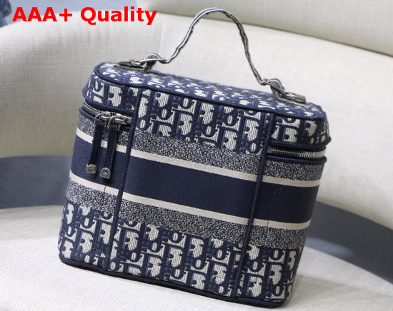 Diortravel Vanity Case Blue Dior Oblique Embroidery Replica