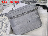 Diortravel Vanity Case Gray Stone Embroidered Cannage Canvas Replica