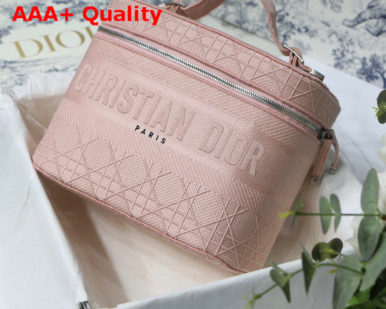 Diortravel Vanity Case Pink Embroidered Cannage Canvas Replica