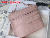 Diortravel Vanity Case Pink Embroidered Cannage Canvas Replica