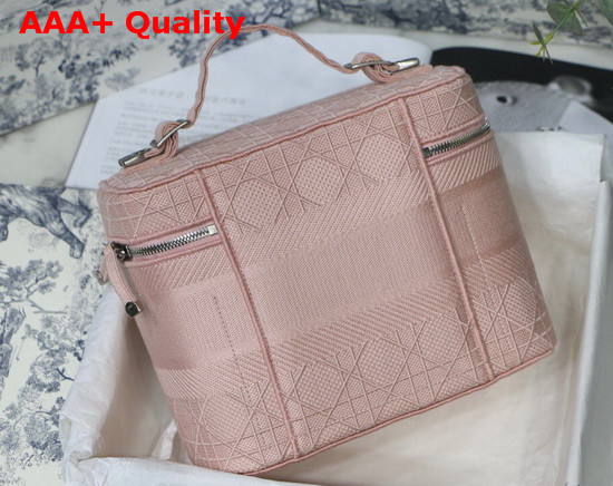 Diortravel Vanity Case Pink Embroidered Cannage Canvas Replica