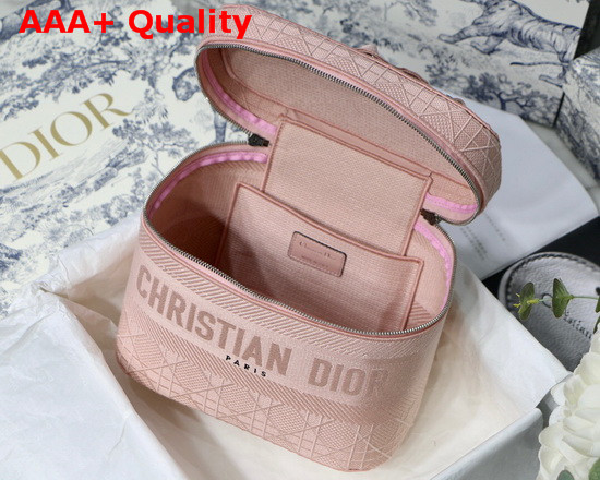Diortravel Vanity Case Pink Embroidered Cannage Canvas Replica