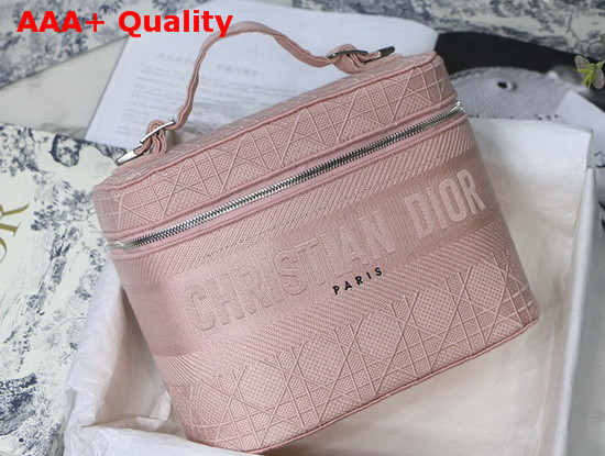 Diortravel Vanity Case Pink Embroidered Cannage Canvas Replica