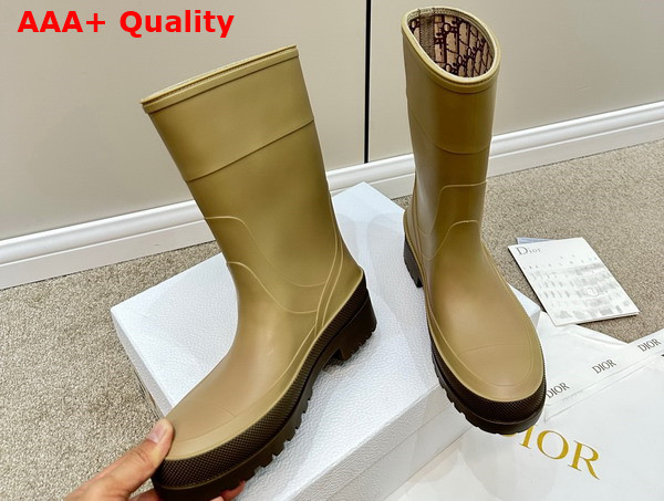 Diorunion Rain Boot Beige and Brown Two Tone Rubber with Dior Union Motif Replica