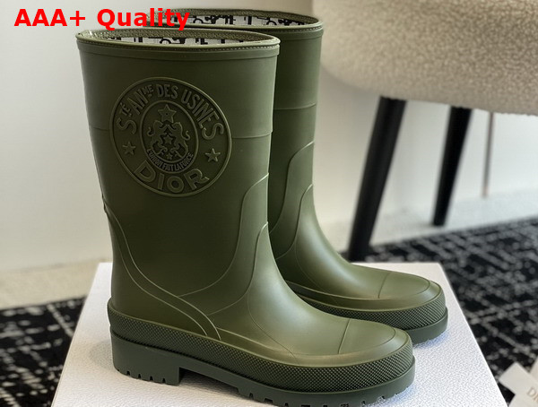 Diorunion Rain Boot Khaki Rubber with Dior Union Motif Replica