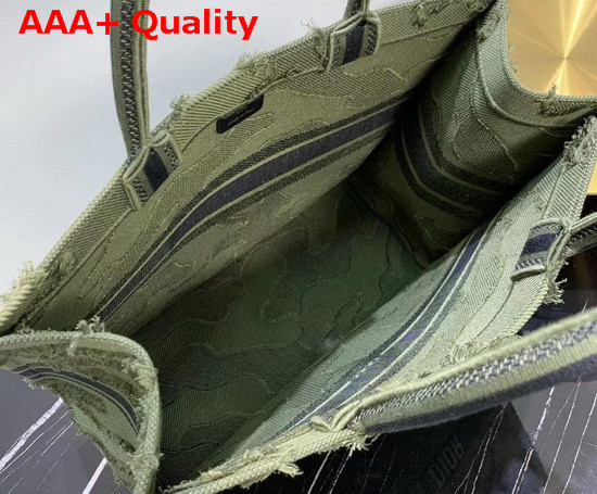 Green Dior Book Tote Camouflage Embroidered Canvas Bag Replica