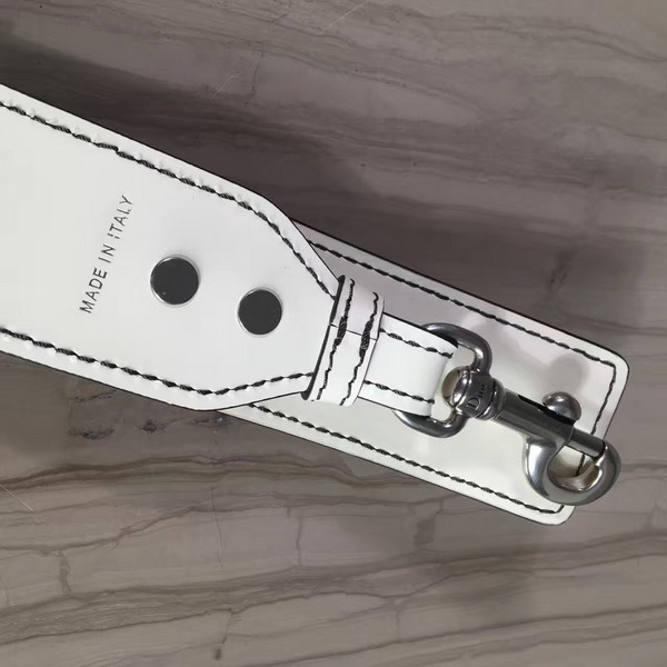 Jadior Studded Shoulder Strap in White Calfskin Silver Hardware For Sale