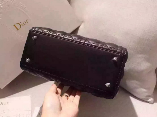 Lady Dior Bag Black Lambskin Silver Hardware for Sale