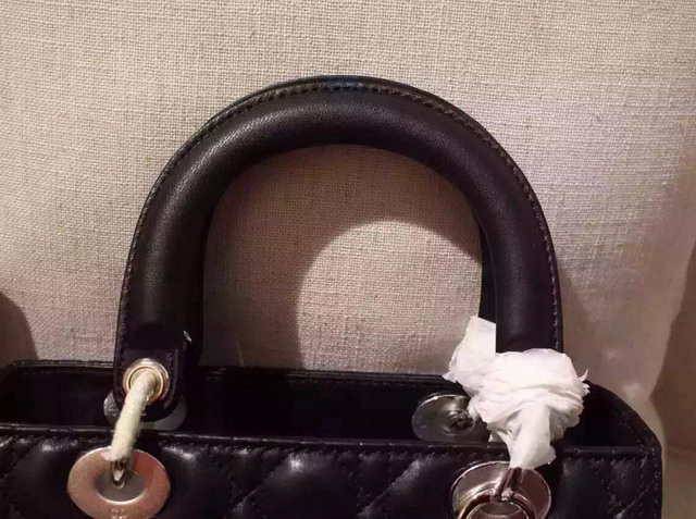 Lady Dior Bag Black Lambskin Silver Hardware for Sale