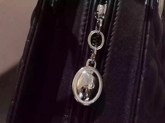 Lady Dior Bag Black Lambskin Silver Hardware for Sale