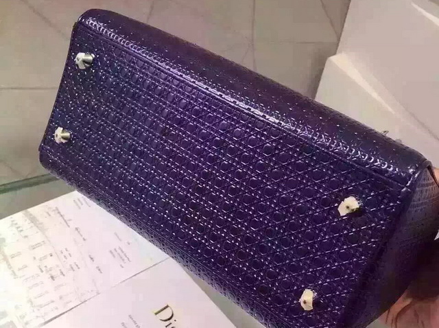 Lady Dior Bag Blue Metallic Calfskin With Micro Cannage Motif for Sale