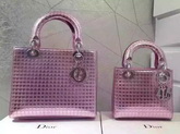Lady Dior Bag Pink Metallic Calfskin With Micro Cannage Motif for Sale